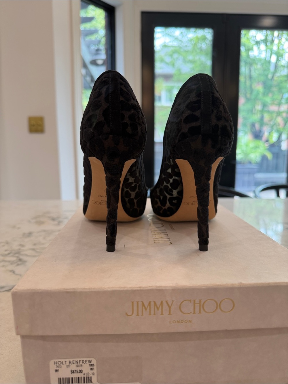 Jimmy Choo Black Leopard Bridget 100 Pumps - Picture 3 of 7